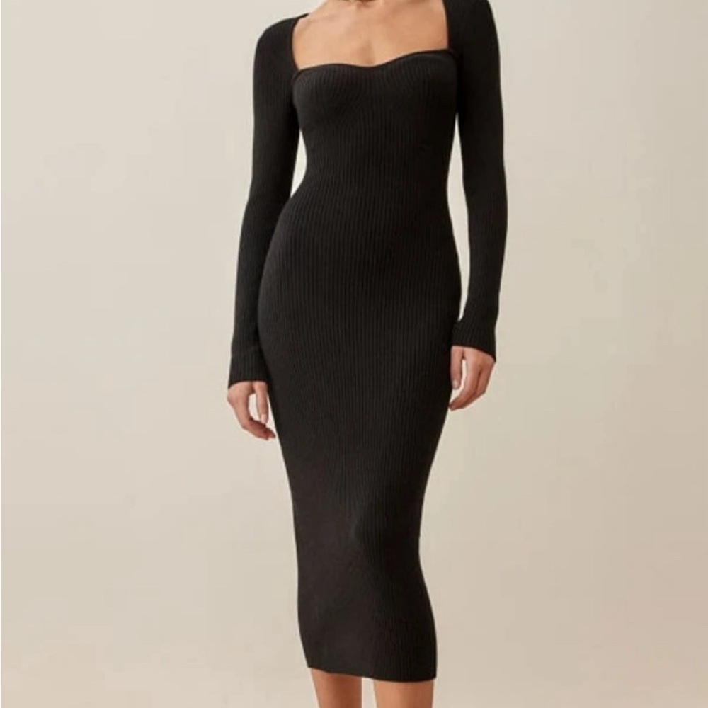 NWT REFORMATION TENORE BLACK CASHMERE DRESS MEDIUM